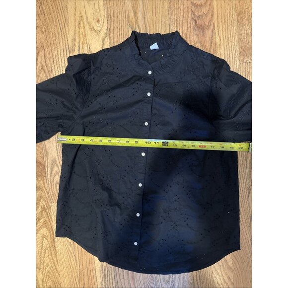 Old Navy Black Eyelet Button-Up Blouse Size Small Cotton - Picture 14 of 15